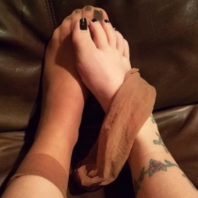 Worn Nude Nylon Socks